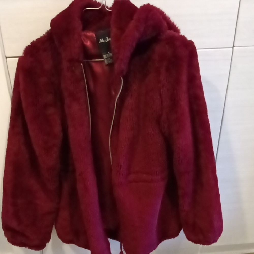 Me Jane Red Teddy Jacket Plush Cozy Design